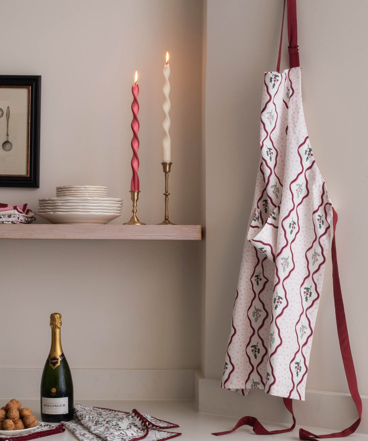 Kitchen Apron - Berry Ribbons Christmas Avery Row Wholesale 