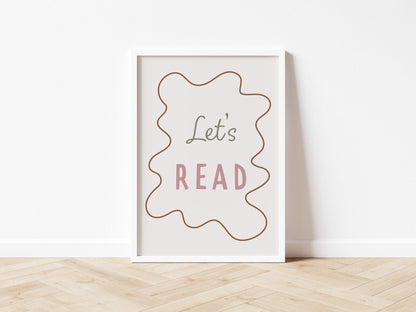 Let's Read - Wavy Edition - Fine art print Autumns Corner A4 Dusky Pink 