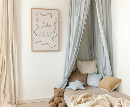 Let's Read - Wavy Edition - Fine art print Autumns Corner A4 Sage 