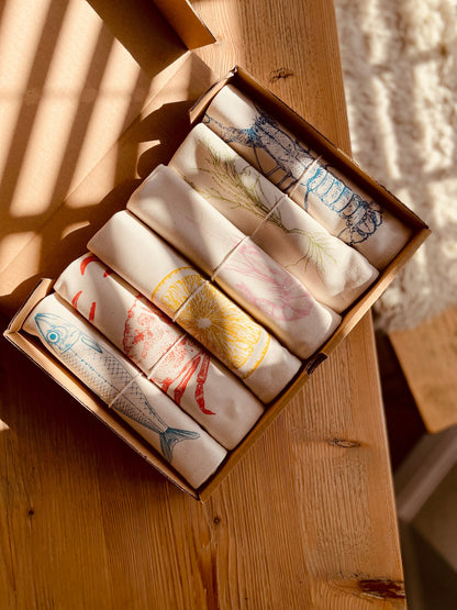 Lottie Day - Seafood Napkin Gift Set of 6 Napkins Lottie Day 