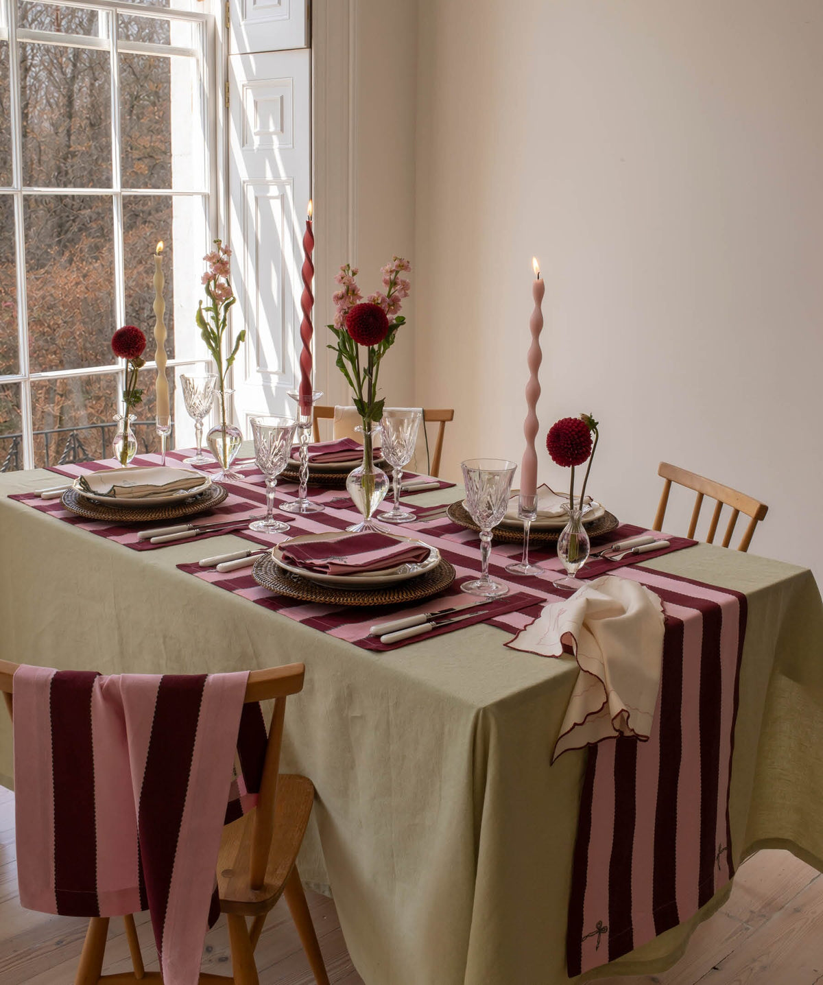 Napkins, Set of 2 - Bold Stripe Burgundy Christmas Avery Row Wholesale 