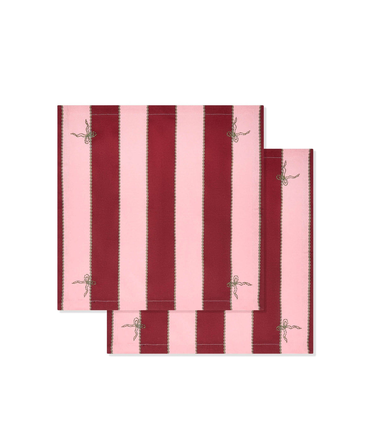 Napkins, Set of 2 - Bold Stripe Burgundy Christmas Avery Row Wholesale 