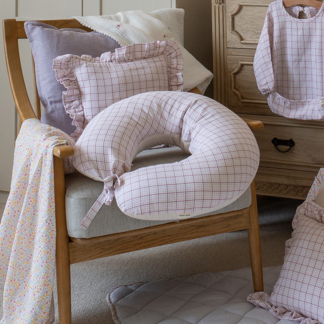 Nursing Pillow - Pink Check Parent Accessories Avery Row Wholesale 