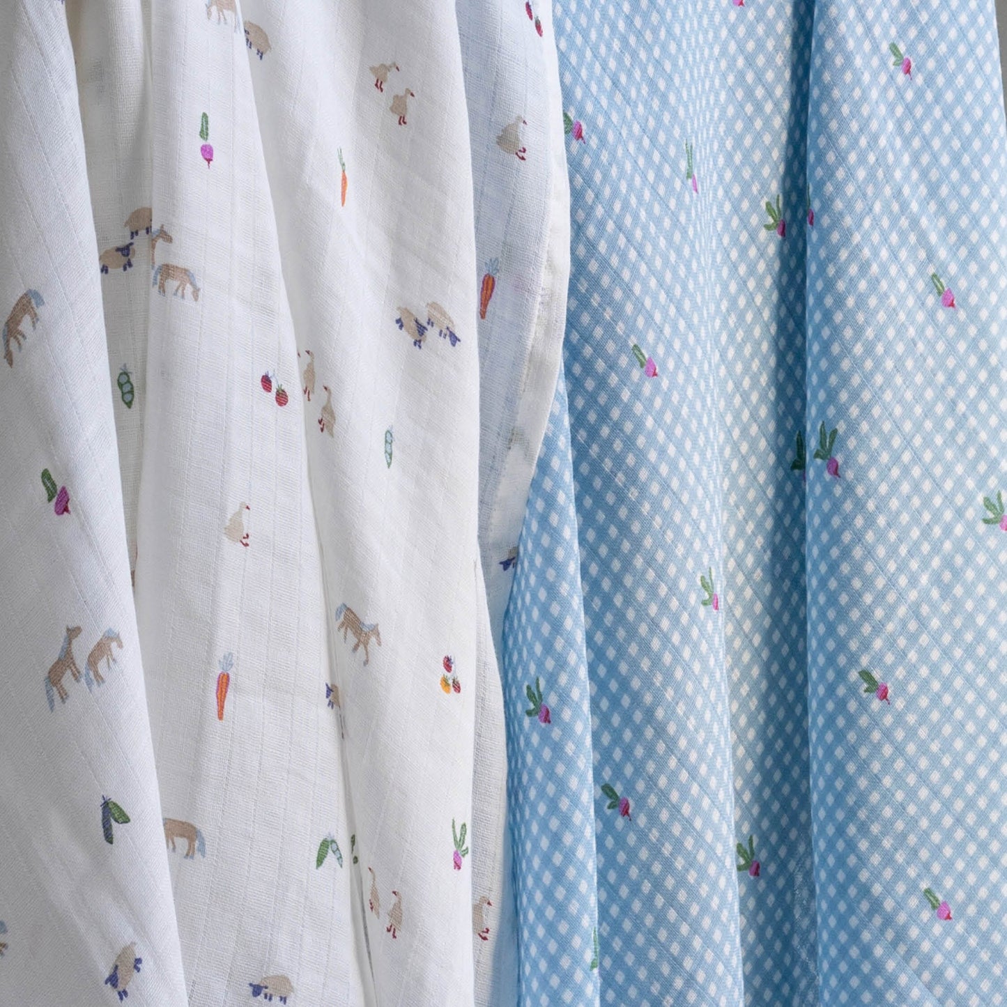 Organic Cotton Baby Muslin Swaddles, Set of 2 - Little Farm / Radish Avery Row Wholesale 