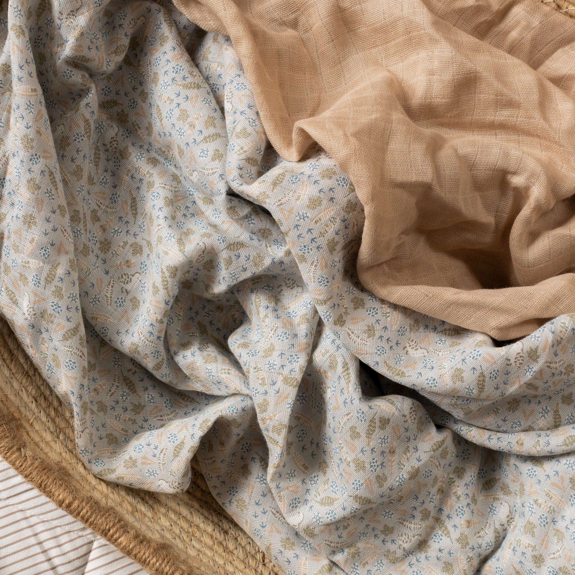 Organic Cotton Baby Muslin Swaddles, Set of 2 - Nature Trail / Natural Avery Row Wholesale 