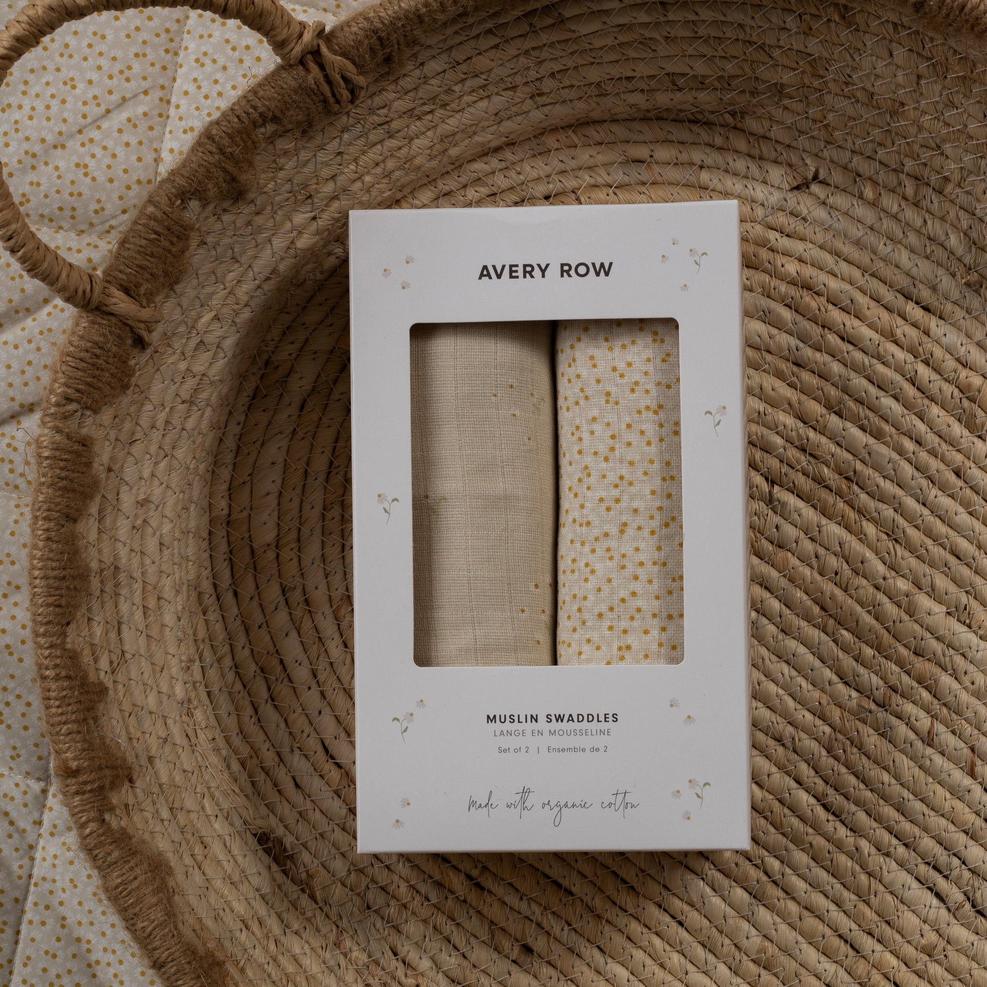 Organic Cotton Baby Muslin Swaddles, Set of 2 - Wild Chamomile / Daisy Meadow Avery Row Wholesale 