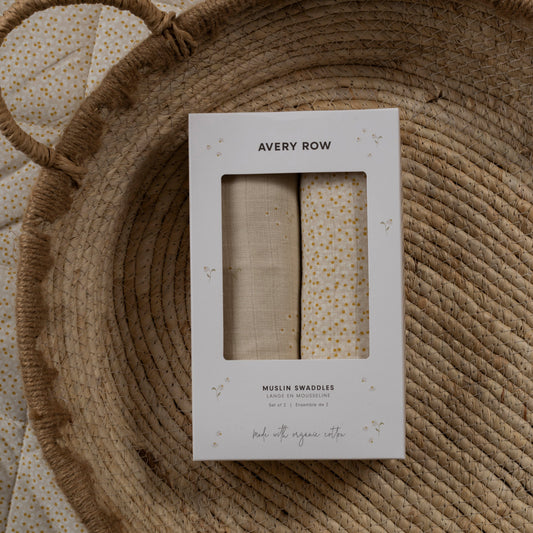 Organic Cotton Baby Muslin Swaddles, Set of 2 - Wild Chamomile / Daisy Meadow Avery Row Wholesale 