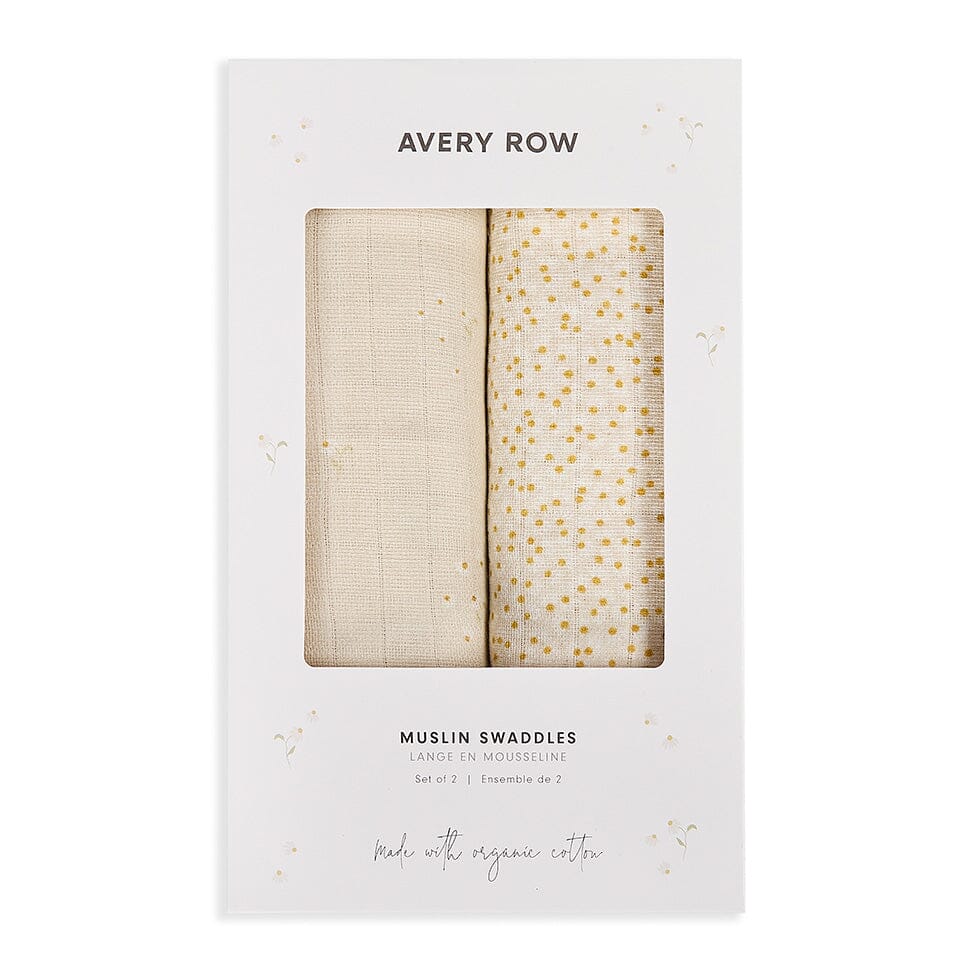 Organic Cotton Baby Muslin Swaddles, Set of 2 - Wild Chamomile / Daisy Meadow Avery Row Wholesale 