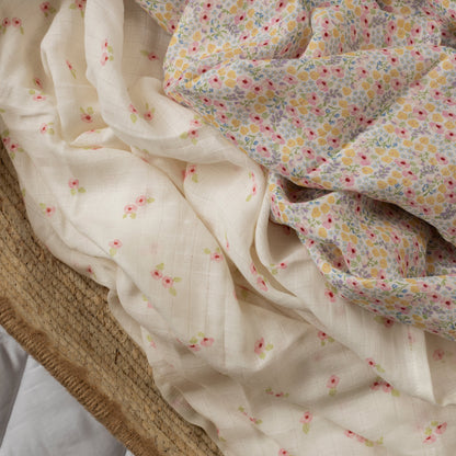 Organic Cotton Baby Muslin Swaddles, Set of 2 - Wildflower Garden / Anemone Avery Row Wholesale 