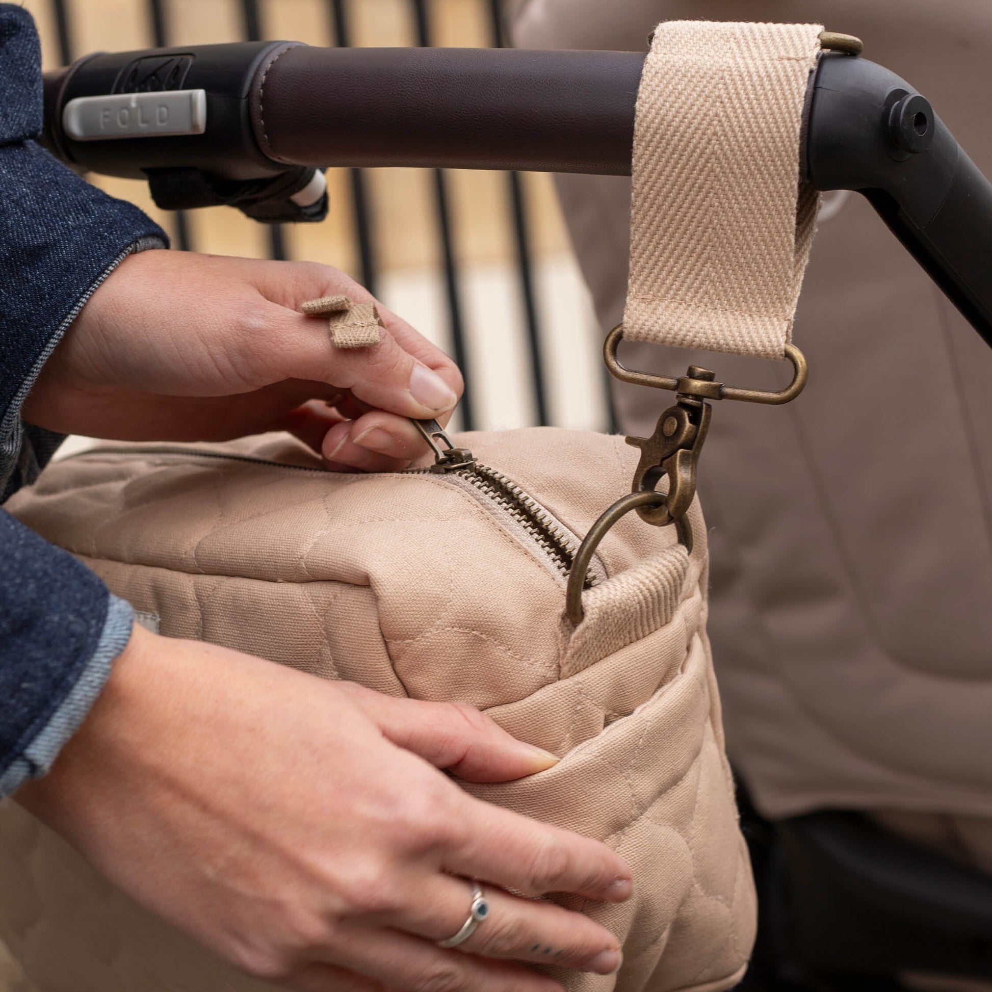 Pram Organiser Bag - Natural Changing Bags & Travel Changing Mats Avery Row Wholesale 