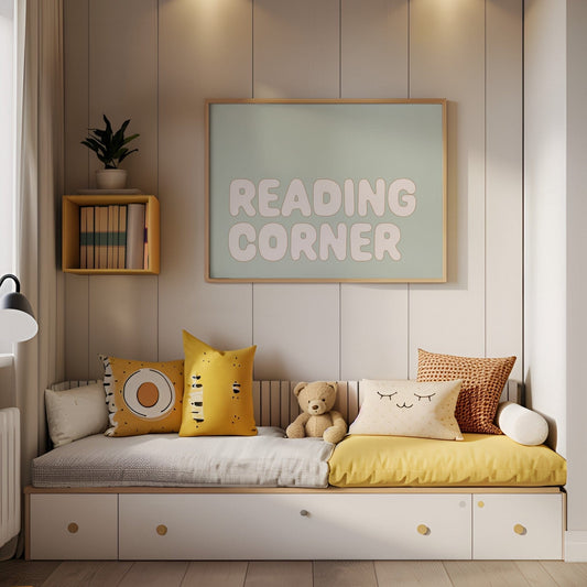 Reading Corner - Fine Art Print Autumns Corner A4 Sage 