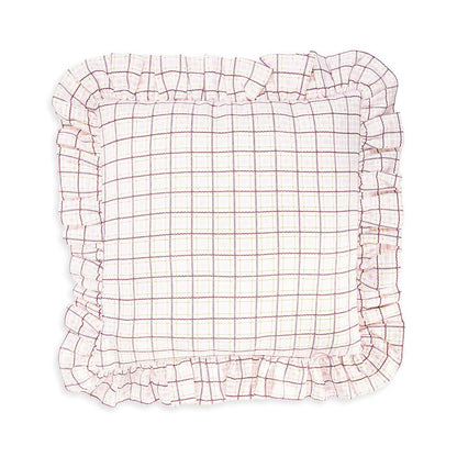 Square Linen Frill Cushion - Pink Check Avery Row Wholesale 