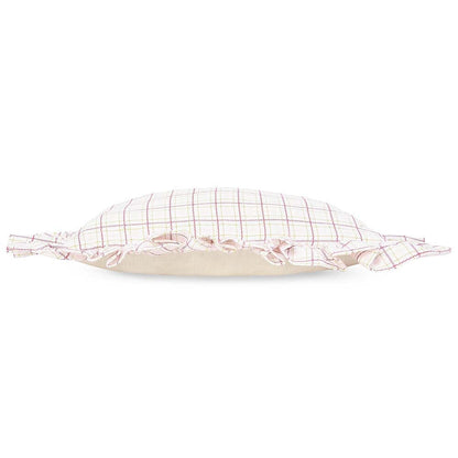 Square Linen Frill Cushion - Pink Check Avery Row Wholesale 