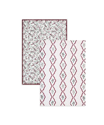 Tea Towels, Set of 2 - Berry Ribbons Christmas Avery Row Wholesale 