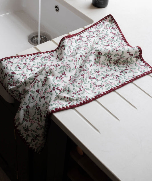 Tea Towels, Set of 2 - Berry Ribbons Christmas Avery Row Wholesale 