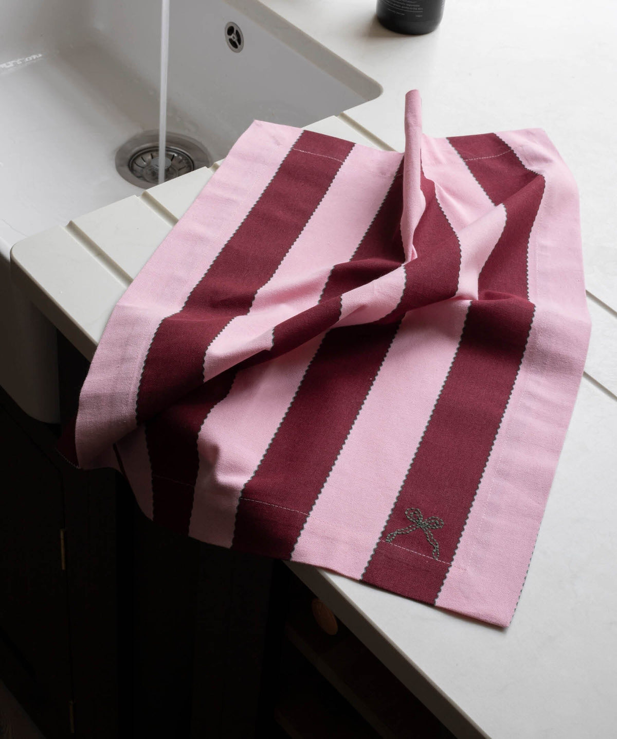 Tea Towels, Set of 2 - Bold Stripe Burgundy Christmas Avery Row Wholesale 