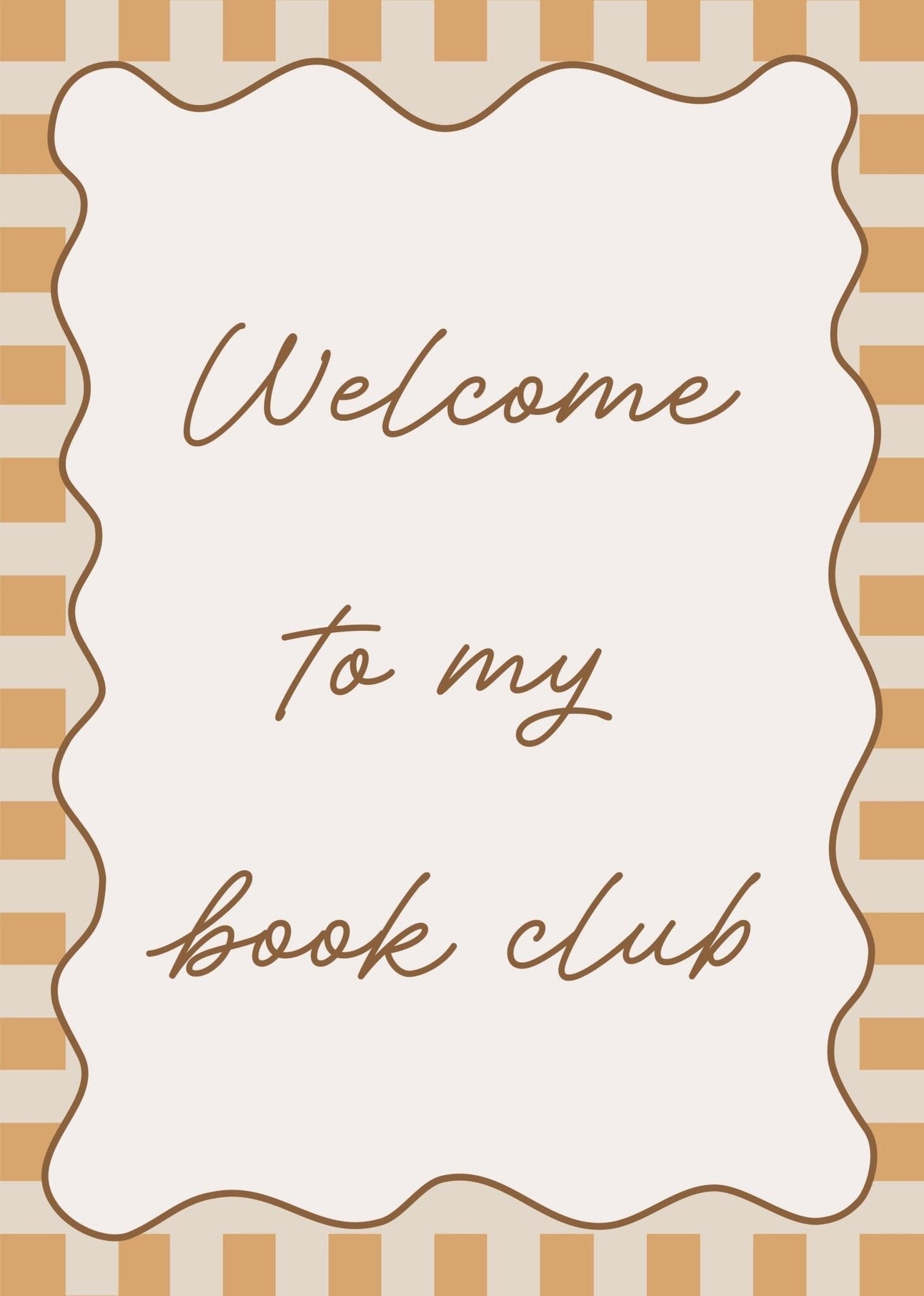 Welcome to my book club - Checkerboard Edition - Print Print Autumns Corner 