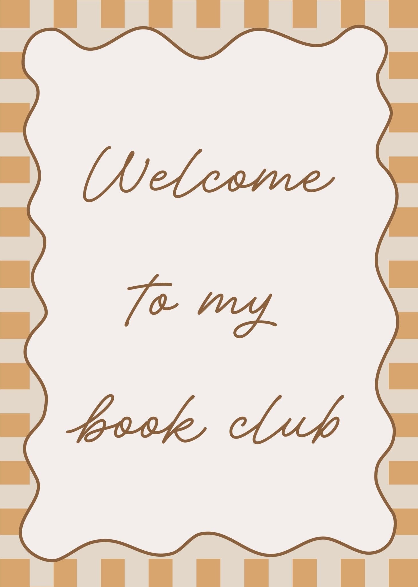 Welcome to my book club - Checkerboard Edition - Print Print Autumns Corner 