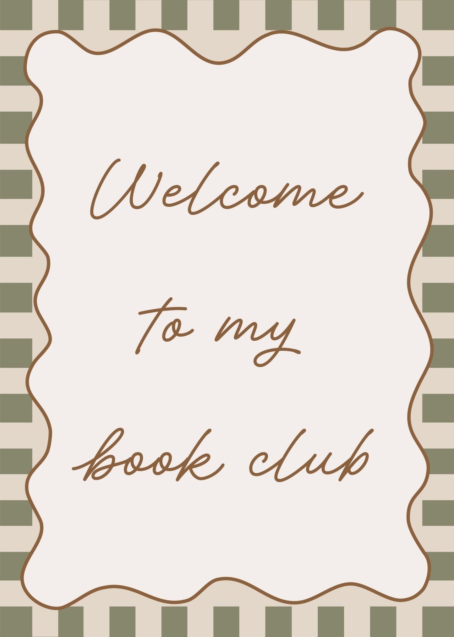 Welcome to my book club - Checkerboard Edition - Print Print Autumns Corner 