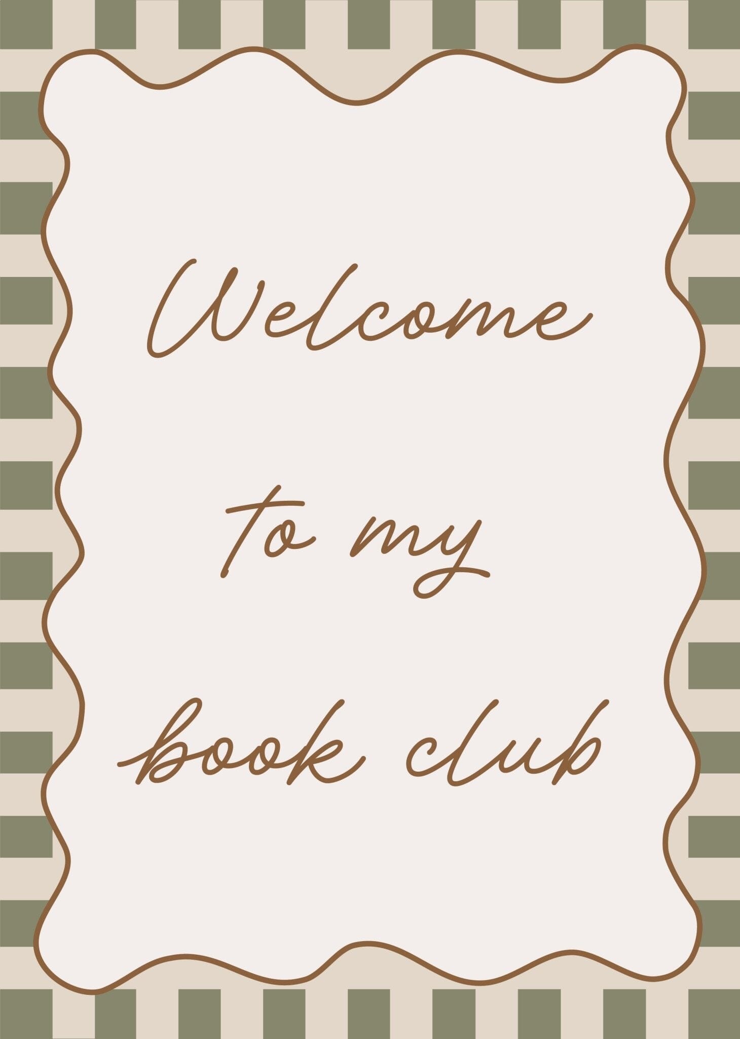Welcome to my book club - Checkerboard Edition - Print Print Autumns Corner 