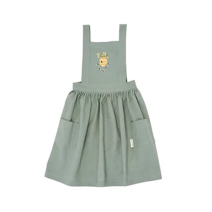 Avery Row - Kid's Embroidered Pinafore Apron - Honey Bee - Organic Cotton Childrens Apron Avery Row 