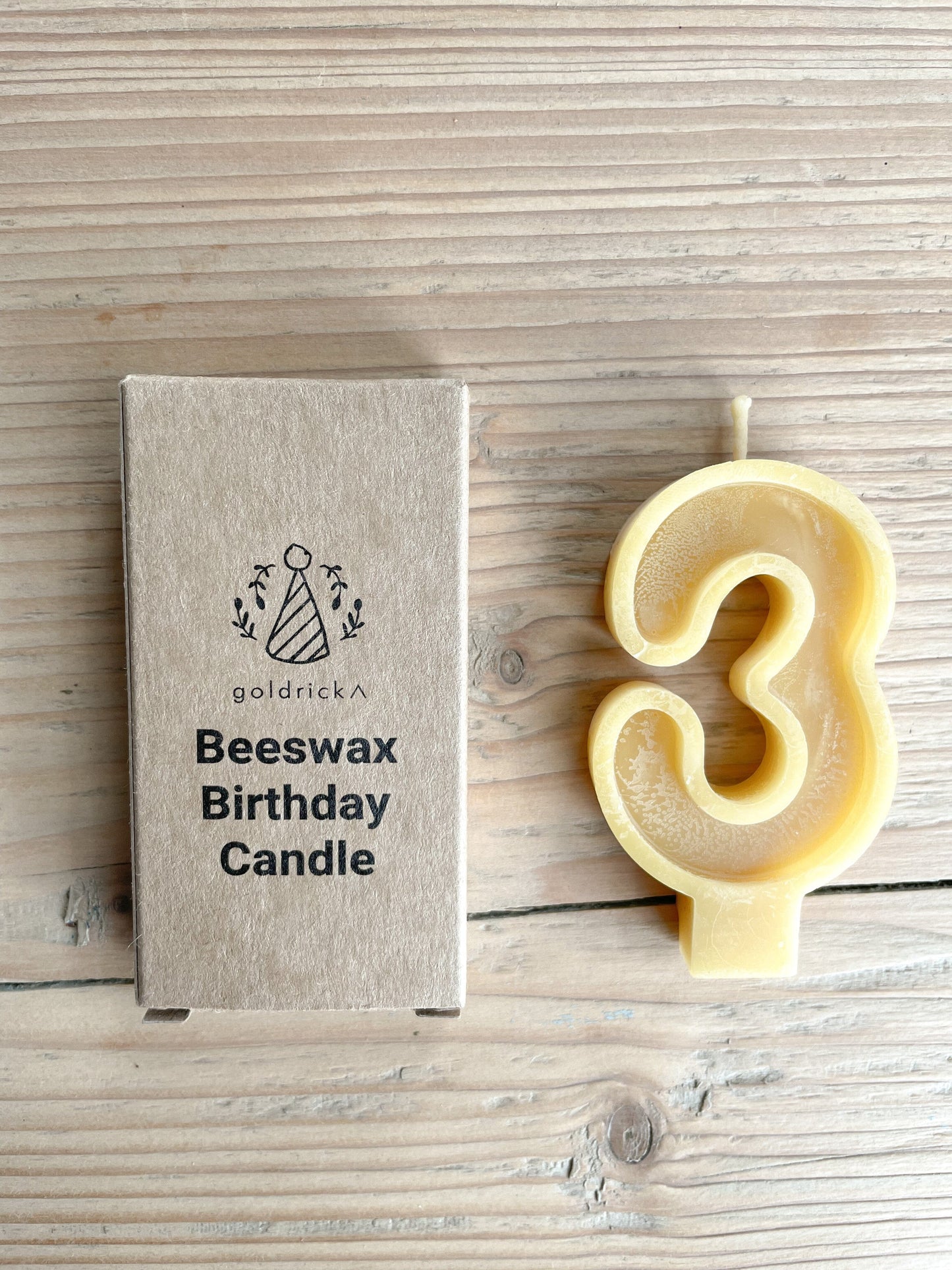 Goldrick - Handmade Beeswax Number Candles Candles Goldrick 3 