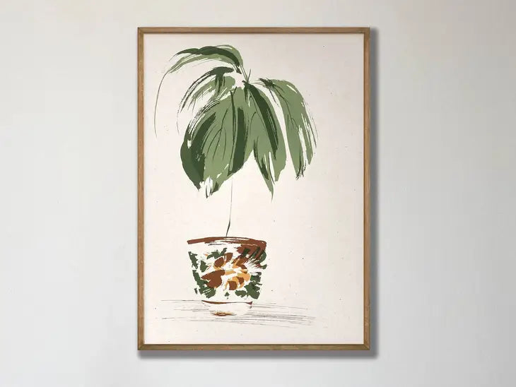Handmade Silkscreen Botanical Art Print - House Plant 'Avocado Plant' Wall Art Ben Rogers 