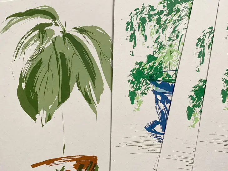 Handmade Silkscreen Botanical Art Print - House Plant 'Avocado Plant' Wall Art Ben Rogers 
