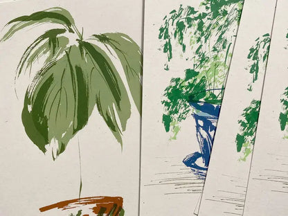 Handmade Silkscreen Botanical Art Print - House Plant 'Avocado Plant' Wall Art Ben Rogers 