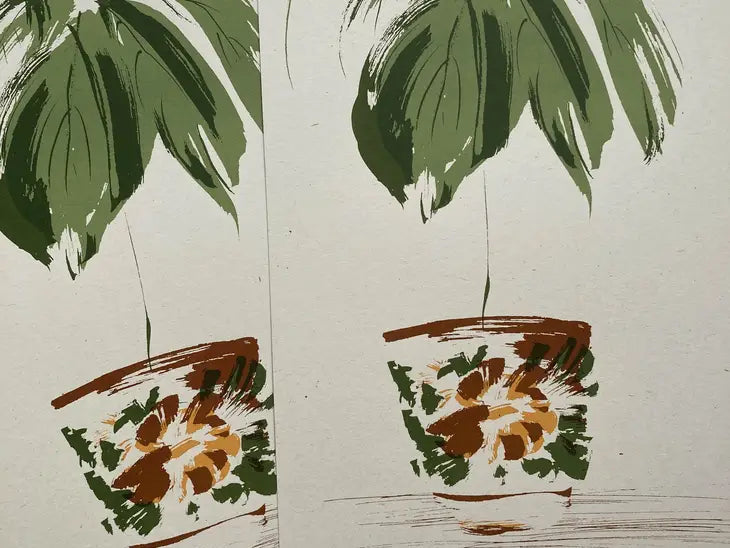 Handmade Silkscreen Botanical Art Print - House Plant 'Avocado Plant' Wall Art Ben Rogers 