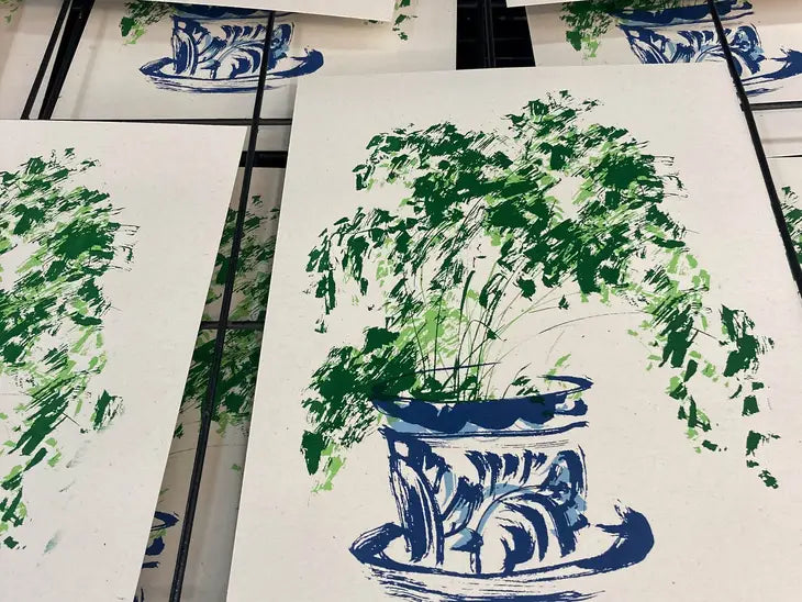 Handmade Silkscreen Botanical Art Print - House Plant ‘Maidenhair Fern’ Wall Art Ben Rogers 