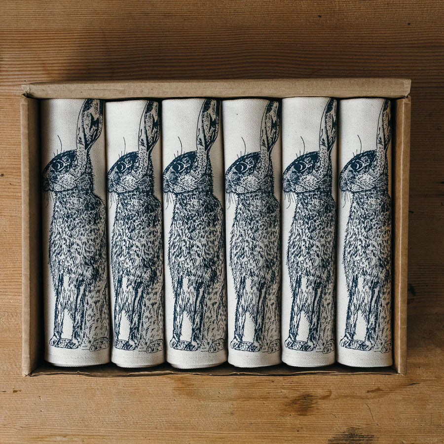 Lottie Day - Blue Hare Napkin Gift Set Napkins Lottie Day 
