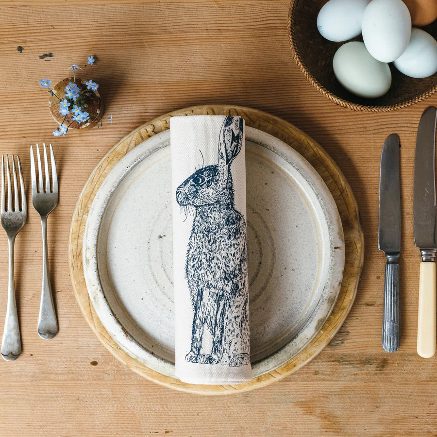 Lottie Day - Blue Hare Napkin Gift Set Napkins Lottie Day 