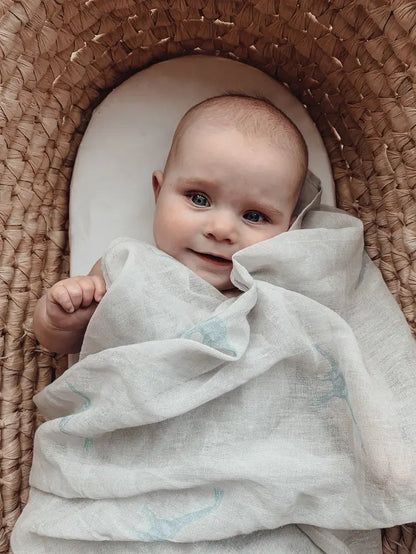Summer Swaddle - Dippy the Diplodocus Teal Swaddle Janemade 
