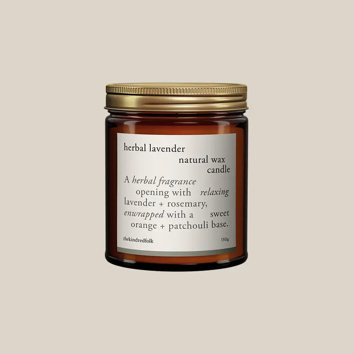 The Kindred Folk - Herbal Lavender Candle Candles The Kindred Folk 